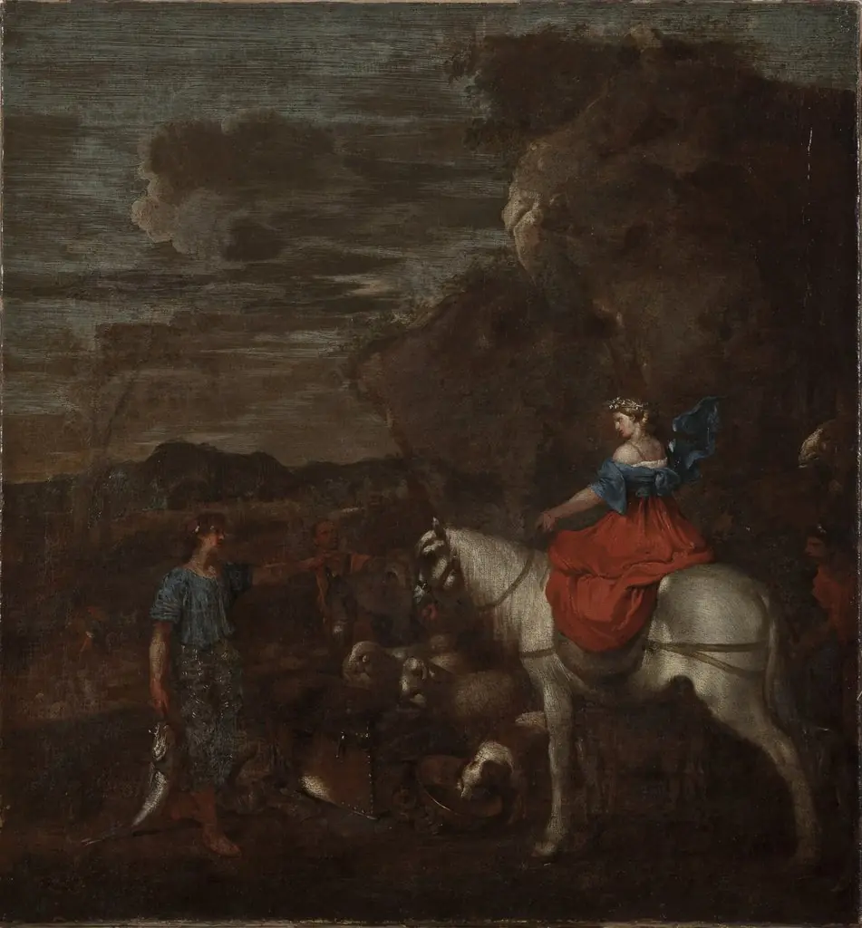 Mountainous Landscape with a Woman Riding, by Unknown