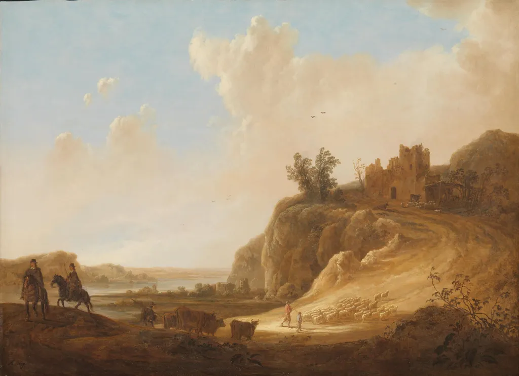 Mountainous Landscape with the Ruins of a Castle, by Unknown, unspecified, 1642