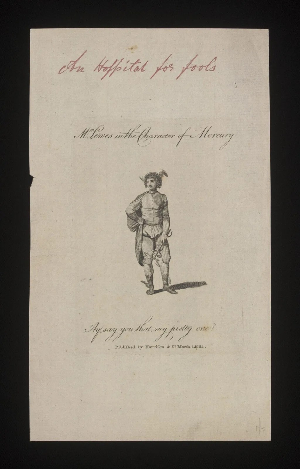 Mr Lee Lewes in the character of Mercury, by Unknown, 1