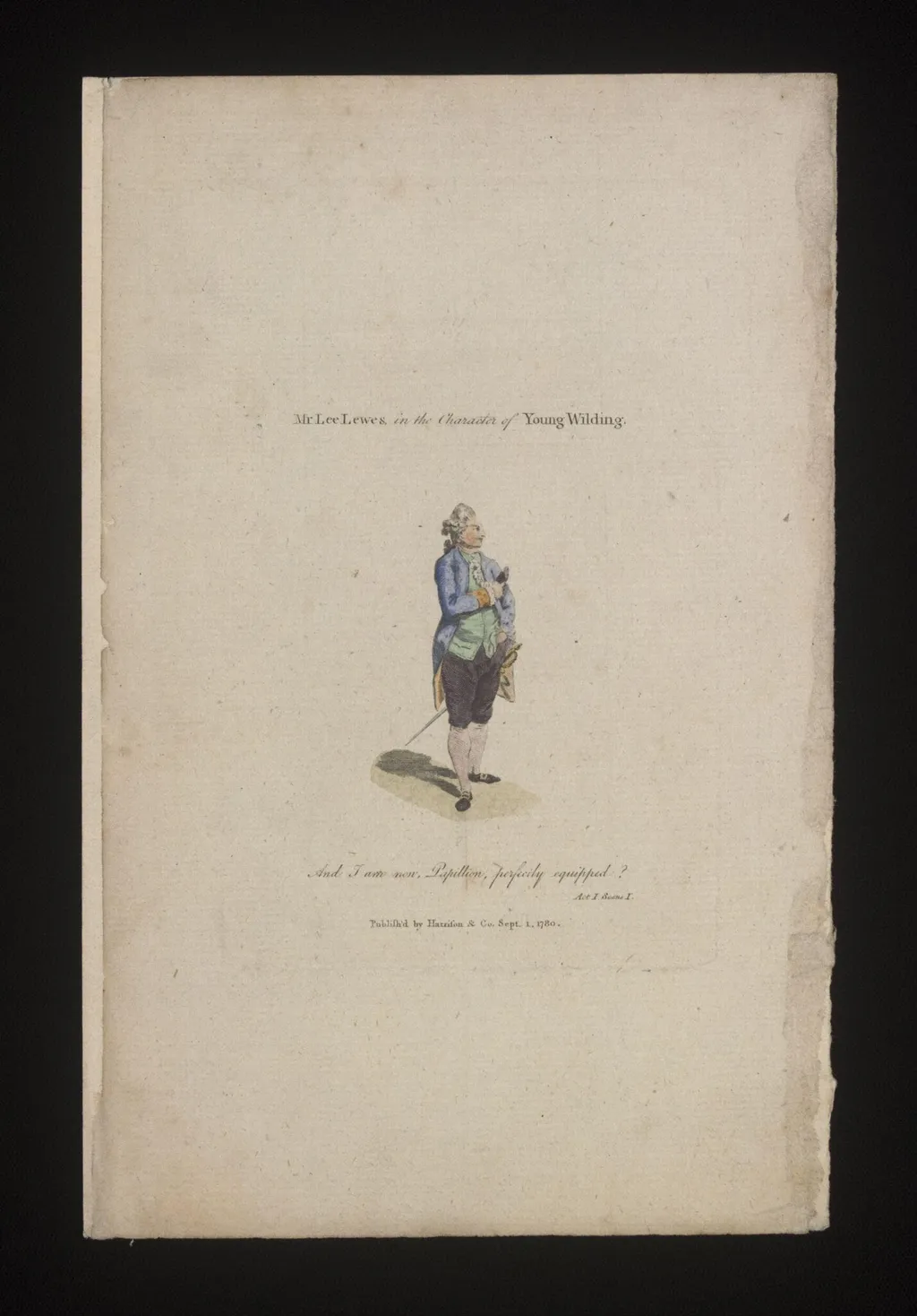 Mr Lee Lewes in the character of Young Wilding, by Unknown, 1