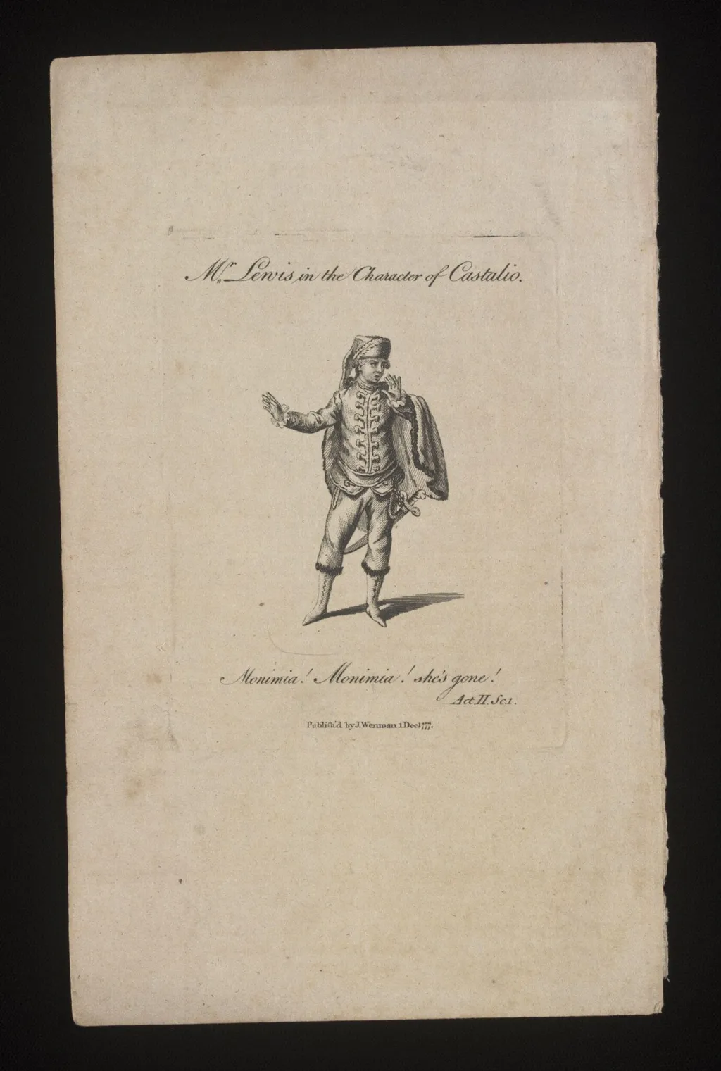 Mr. Lewis in the character of Castalio, by Unknown, 1