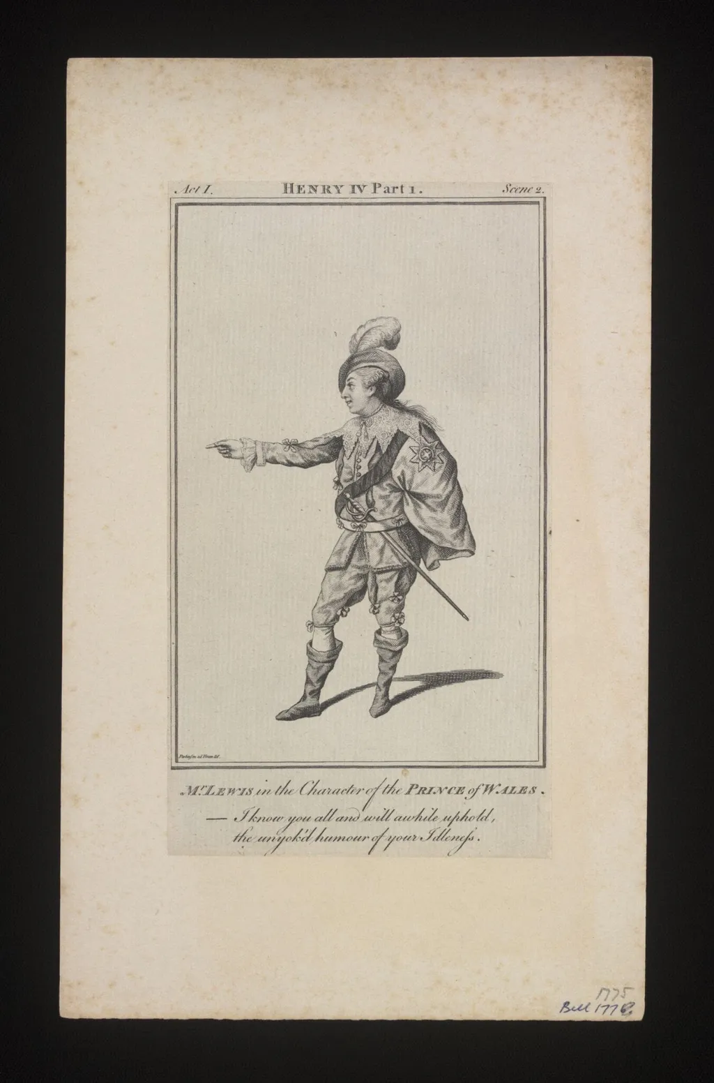 Mr. Lewis in the character of the Prince of Wales, by Unknown, 1750