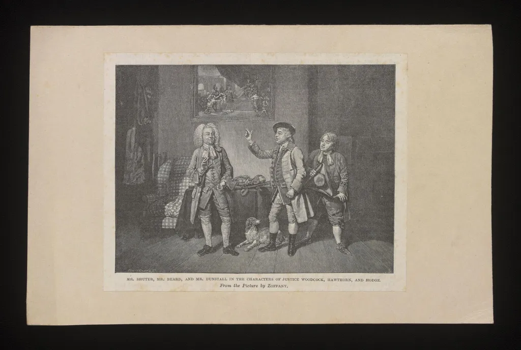 Mr Shuter, Mr. Beard, and Mr. Dunstall in the charaters of Justice Woodcock, Hawthorn and Hodge, by Unknown, 1750