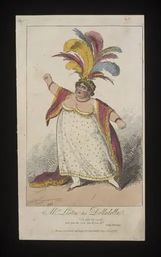 Mrs. Liston as Queen Dollalolla in Kane O'Hara's burletta <i>Tom Thumb</i>, by Unknown