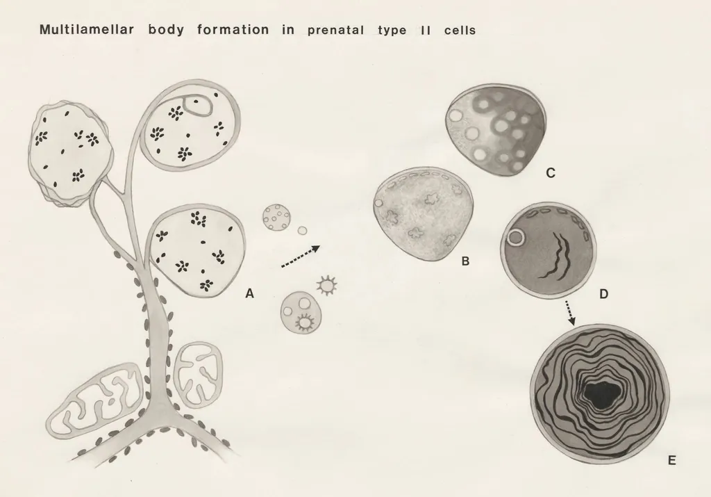 Multilamellar body formation in prenatal type II cells, by Unknown, 1970