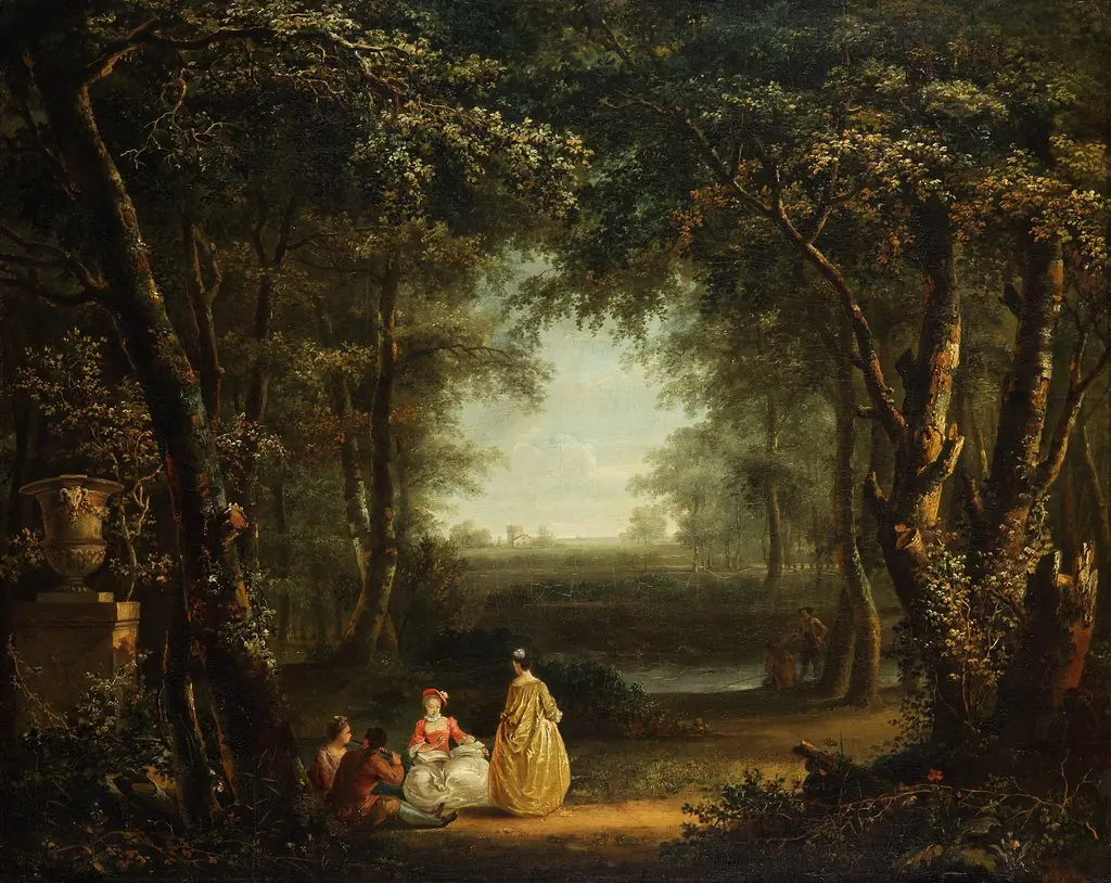 Music-Making Society in the Forest, by Unknown