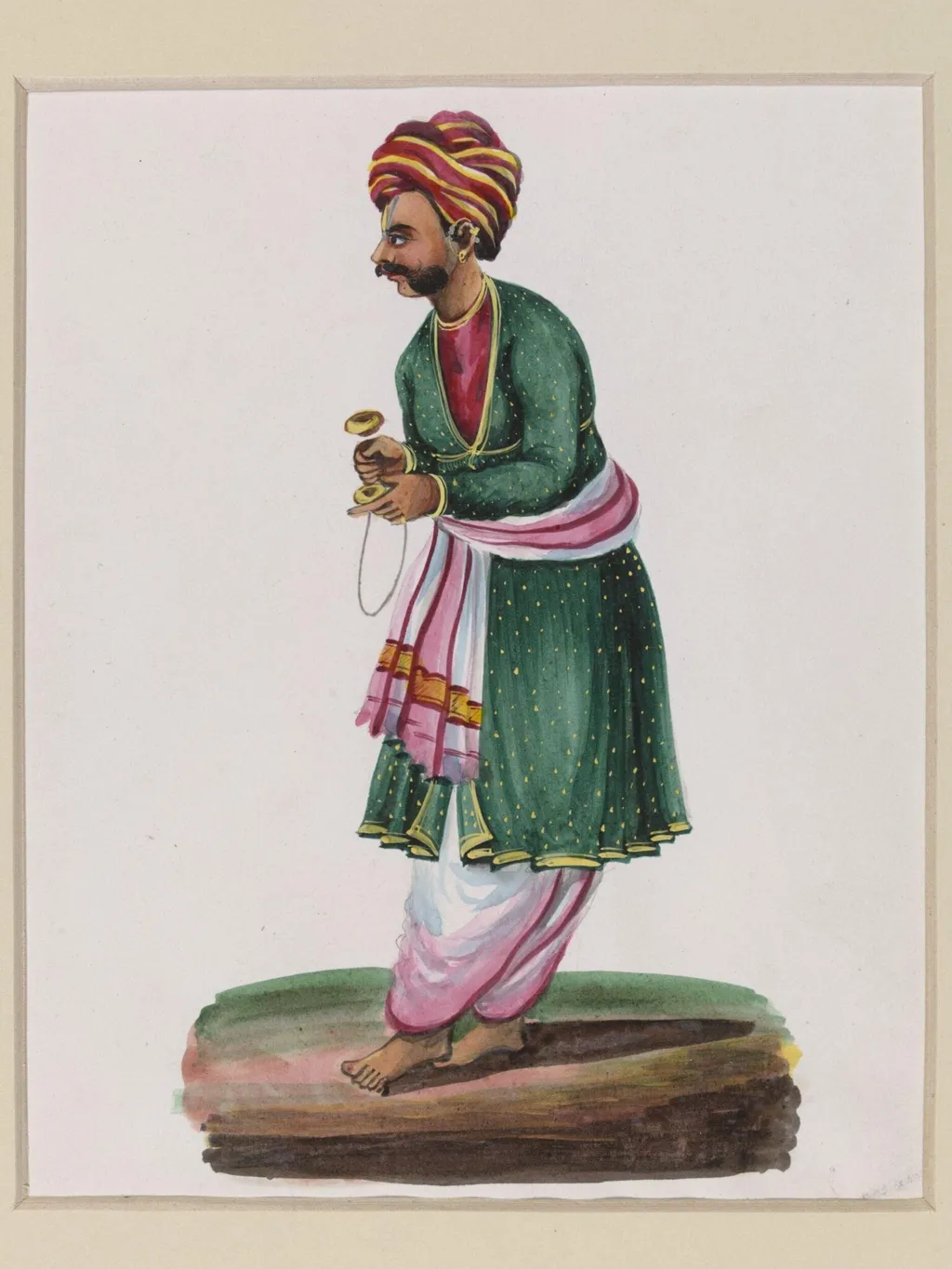 Musician with cymbals, by Unknown, paint, 1870