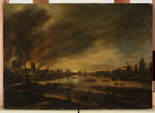 Nachtlandschaft mit Feuersbrunst, by Unknown