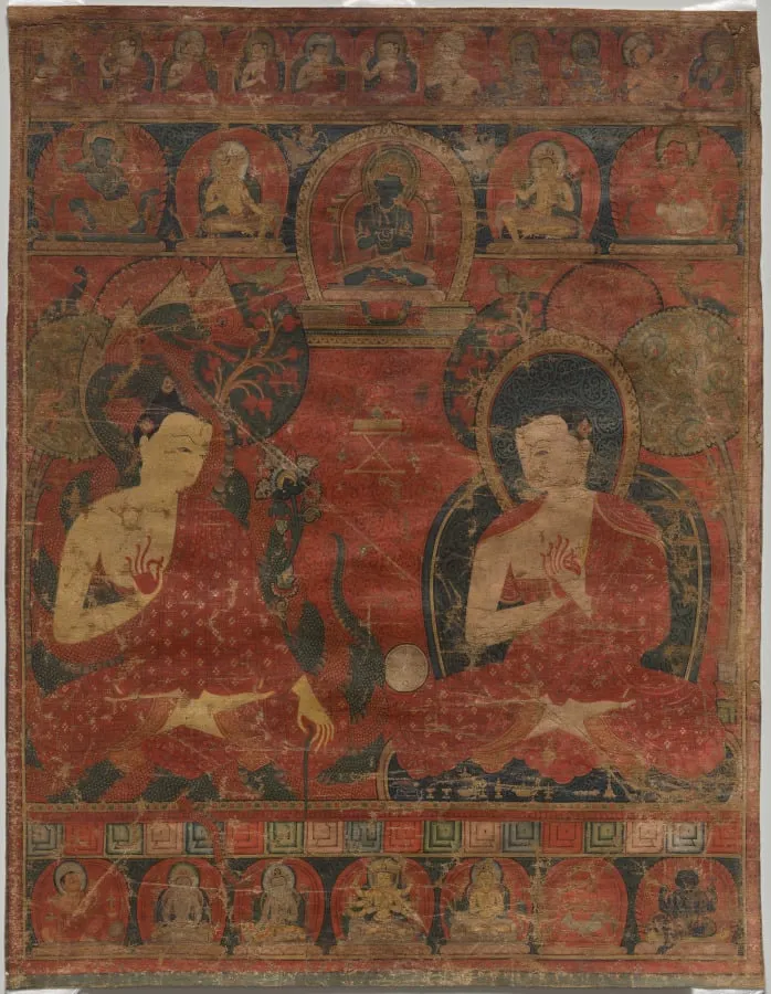 Nagarjuna (c. 150–250 CE) with a Buddhist Master, by Unknown, unspecified, 1304