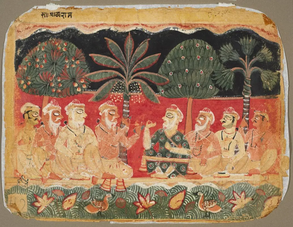 Nanda and the Elders, page from a Bhagavata Purana, by Unknown