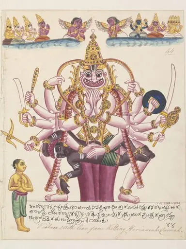 Narasimha, the fourth avatara of Vishnu., by Unknown