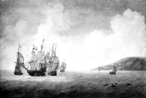 Naval Battle between Dutch and Spanish Ships of the Line, by Unknown