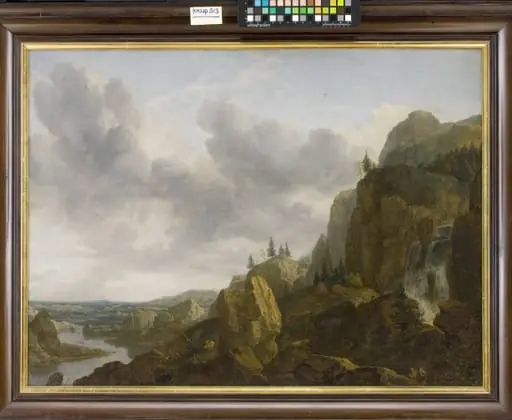 Northern Mountain Landscape with Waterfall, by Unknown