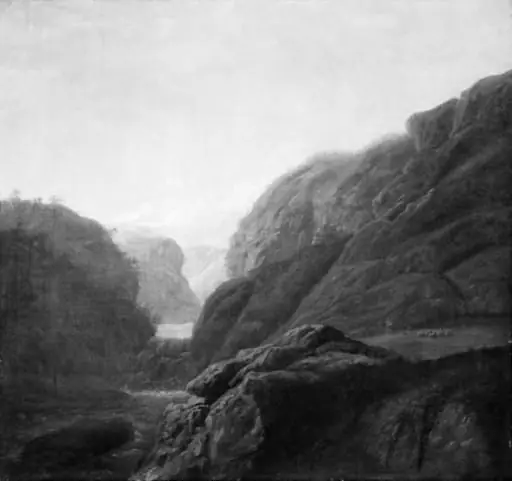 Norwegian Landscape with a River and a Waterfall between Rocks, by Unknown