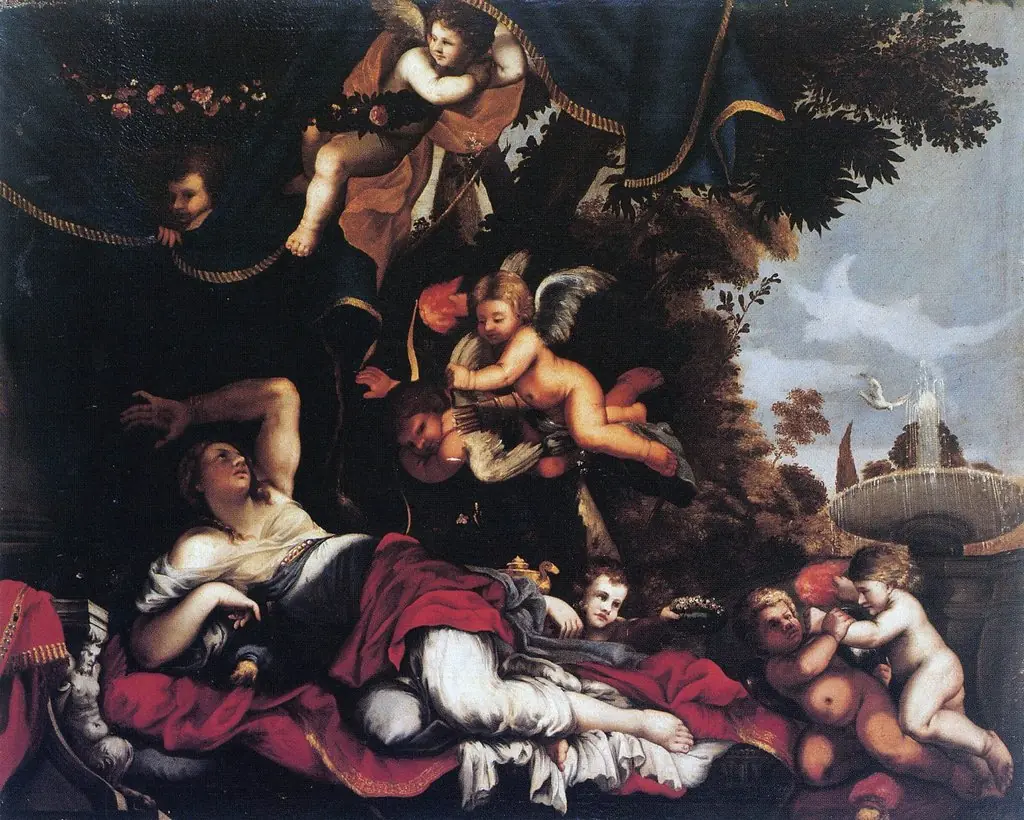 Nymph and loves, by Unknown, 1750