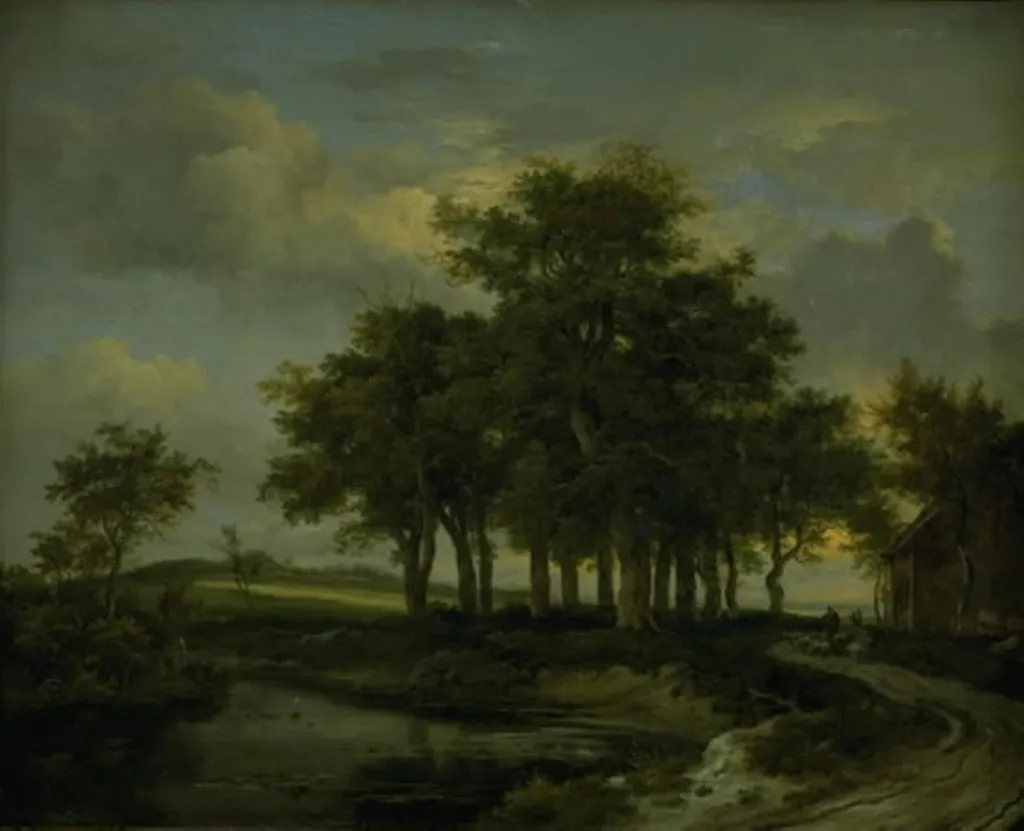 Oak Trees near a Road, Evening, by Unknown, 1650