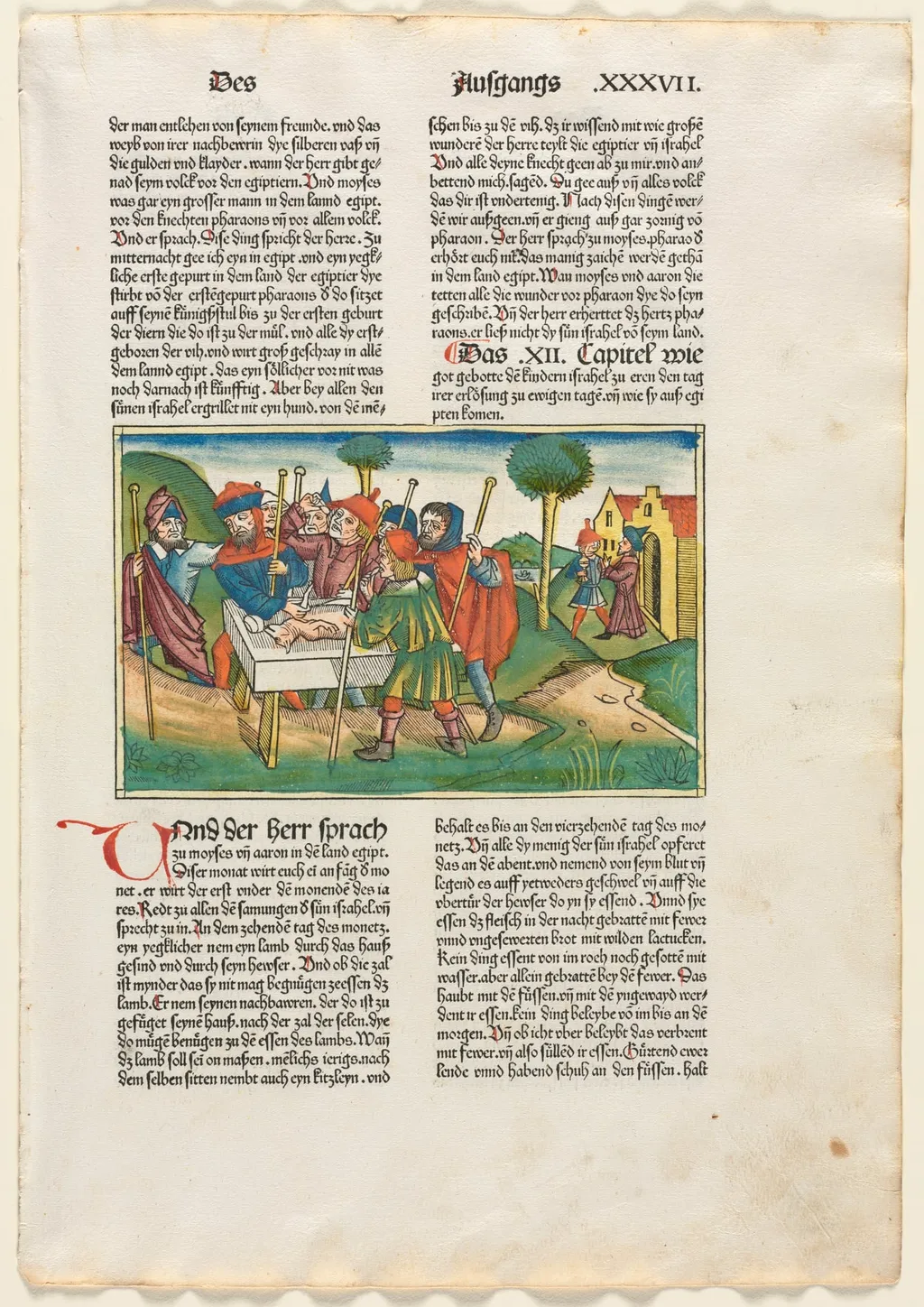 Offering of the Paschal Lamb from the German Bible published by Anton Koberger, Nürnberg, by Unknown, 1483