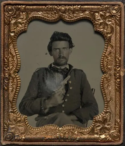 Ohio Civil War soldier Hanson J. Cochran with Colt revolver, by Unknown