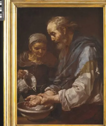Old man washing his Hands, by Unknown