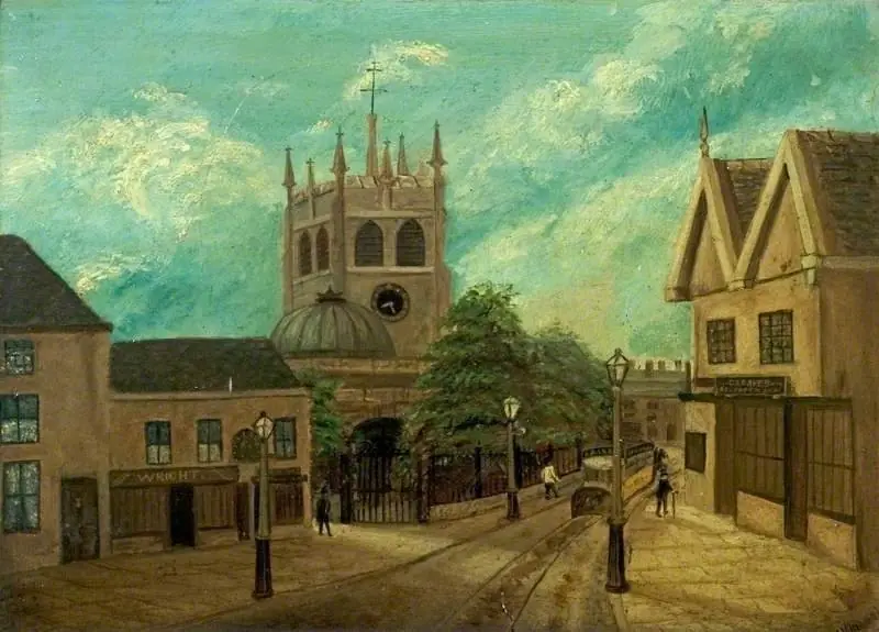 Old St Werburgh's Church, Derby, from Friargate, by Unknown