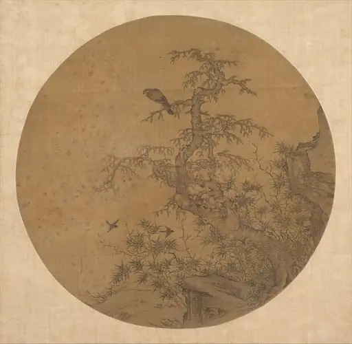 元/明 佚名 古木竹禽圖 團扇|Old Tree, Bamboo, and Birds, by Unknown