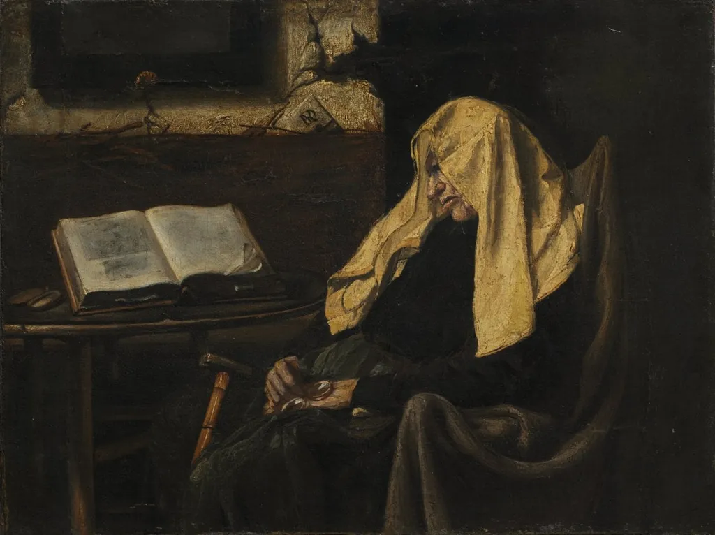 Old Woman Asleep, by Unknown, unspecified, 1850