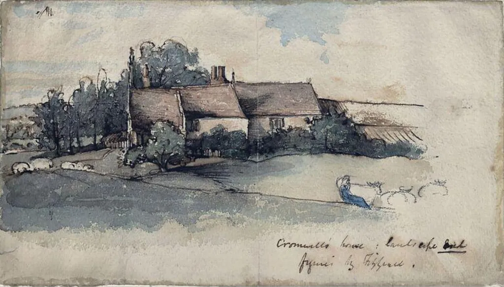 Oliver Cromwell's House in Ely, by Unknown, watercolor, 1850