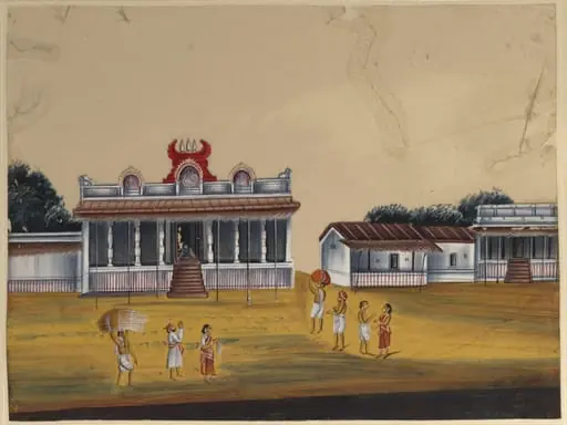 One of eight paintings of unidentified Hindu temples in South India, by Unknown