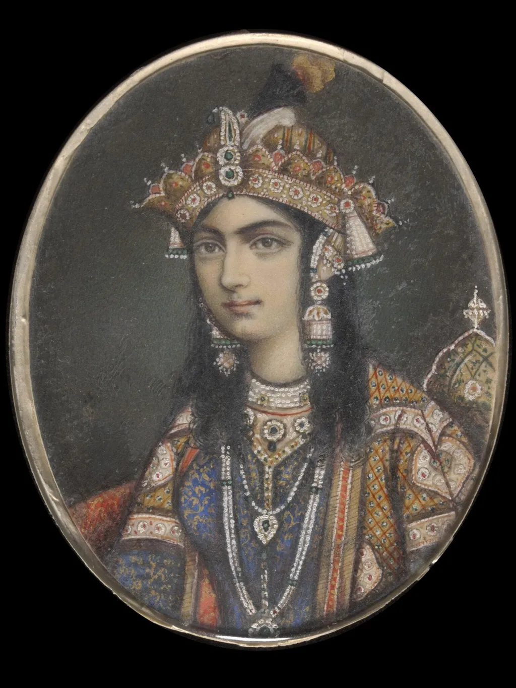 One of eleven bust portraits depicting Mughal ladies and princesses., by Unknown, paint, 1865