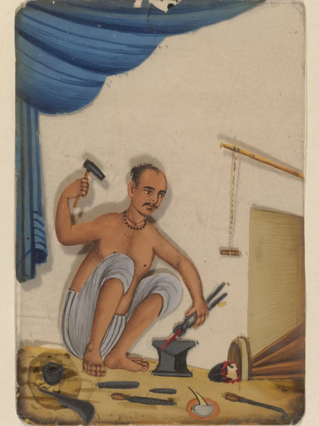 One of forty paintings illustrating modes of transport, occupations, entertainers, ascetics and Muharram subjects., by Unknown, paint, 1870