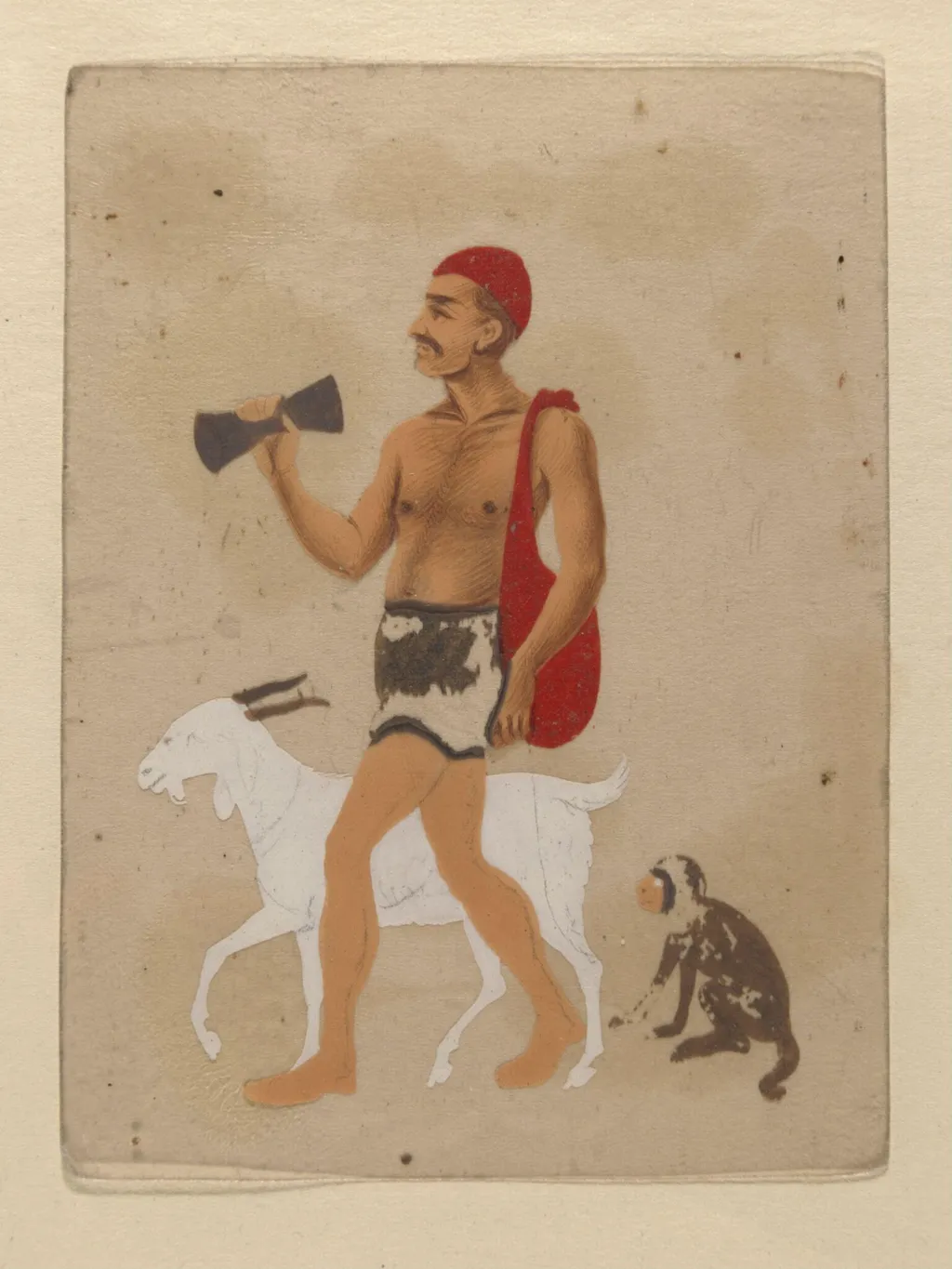 One of four costume cards and seven mica overlays., by Unknown, paint, 1830