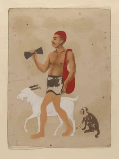 One of four costume cards and seven mica overlays., by Unknown