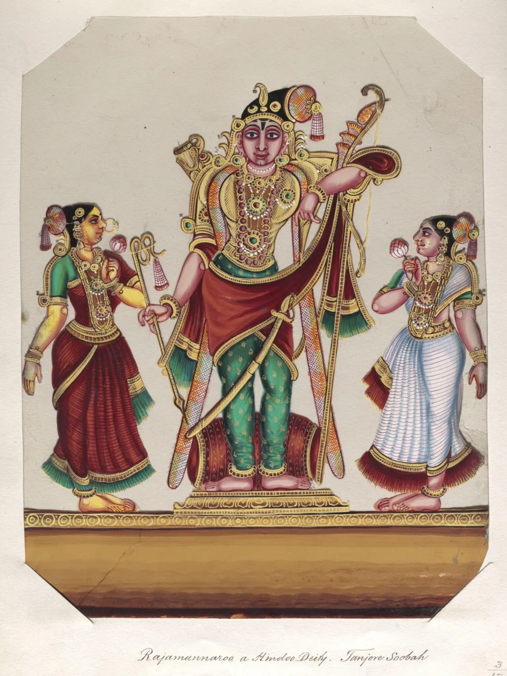 One of seventeen mica paintings depicting Hindu deities., by Unknown, paint, 1850