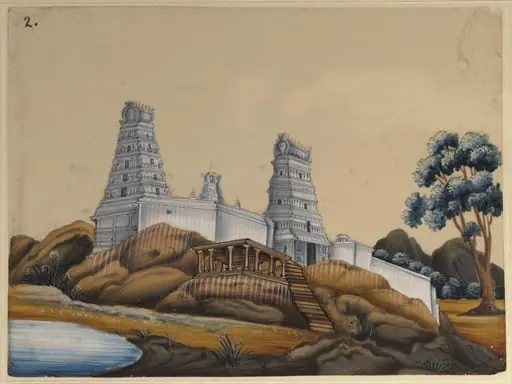 One of sixteen paintings of unidentified South Indian temples., by Unknown