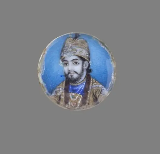 One of twelve tiny paintings deicting Mughal emperors, Afghan and Sikh nobles, and Mughal ladies., by Unknown, 1850