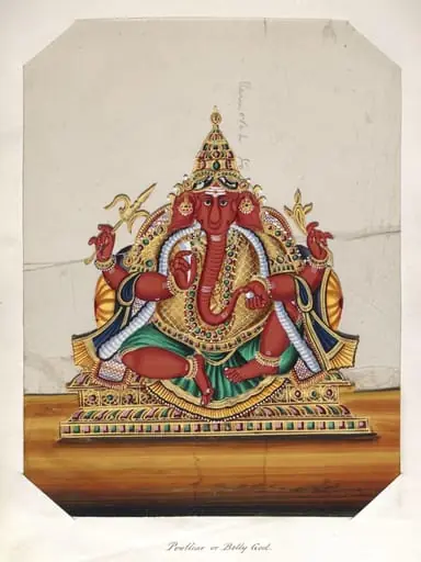 One of twenty mica paintings depicting Hindu deities and festival processions with decorated cars., by Unknown