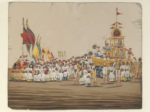One of two drawings depicting procession scenes in Patna., by Unknown