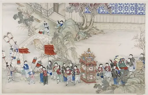 One scene of a wedding: the bride and her dowry on her way to her new home, by Unknown