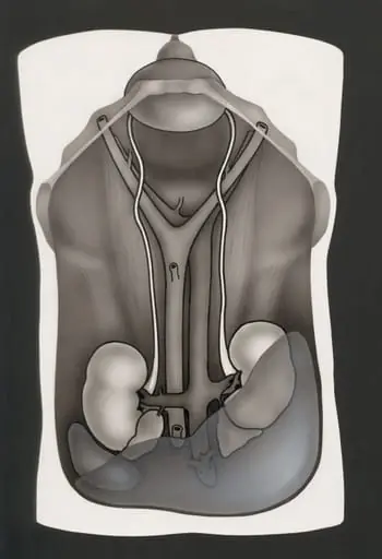Opened abdominal cavity, with the kidneys, by Unknown