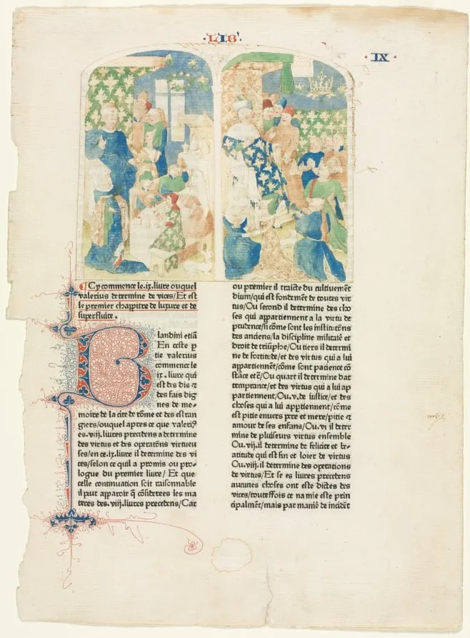 Opening Page of Book IX of Valerius Maximus's Facta et dicta memorabilia, by Unknown, 1476