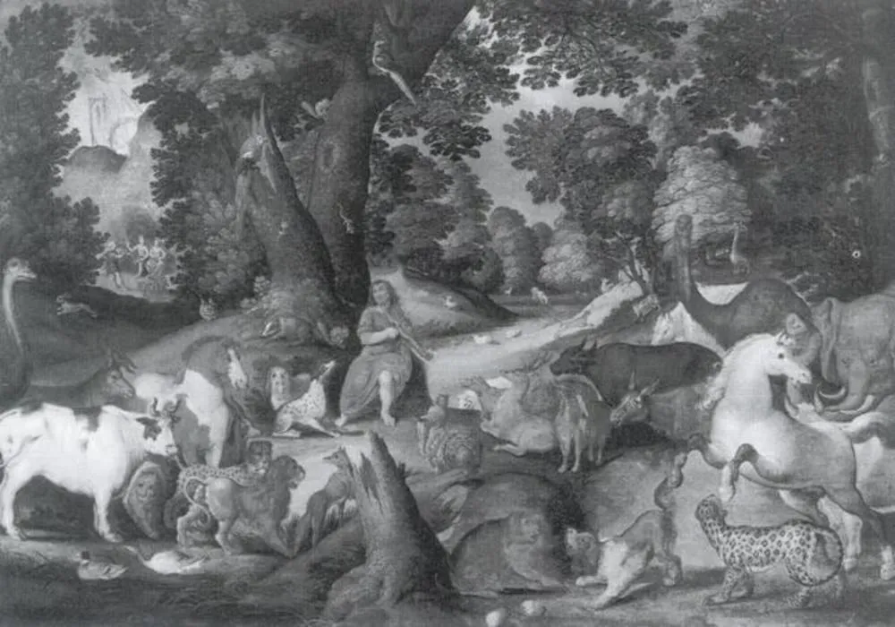 Orpheus Charming the Beasts, by Unknown, oil, 1658
