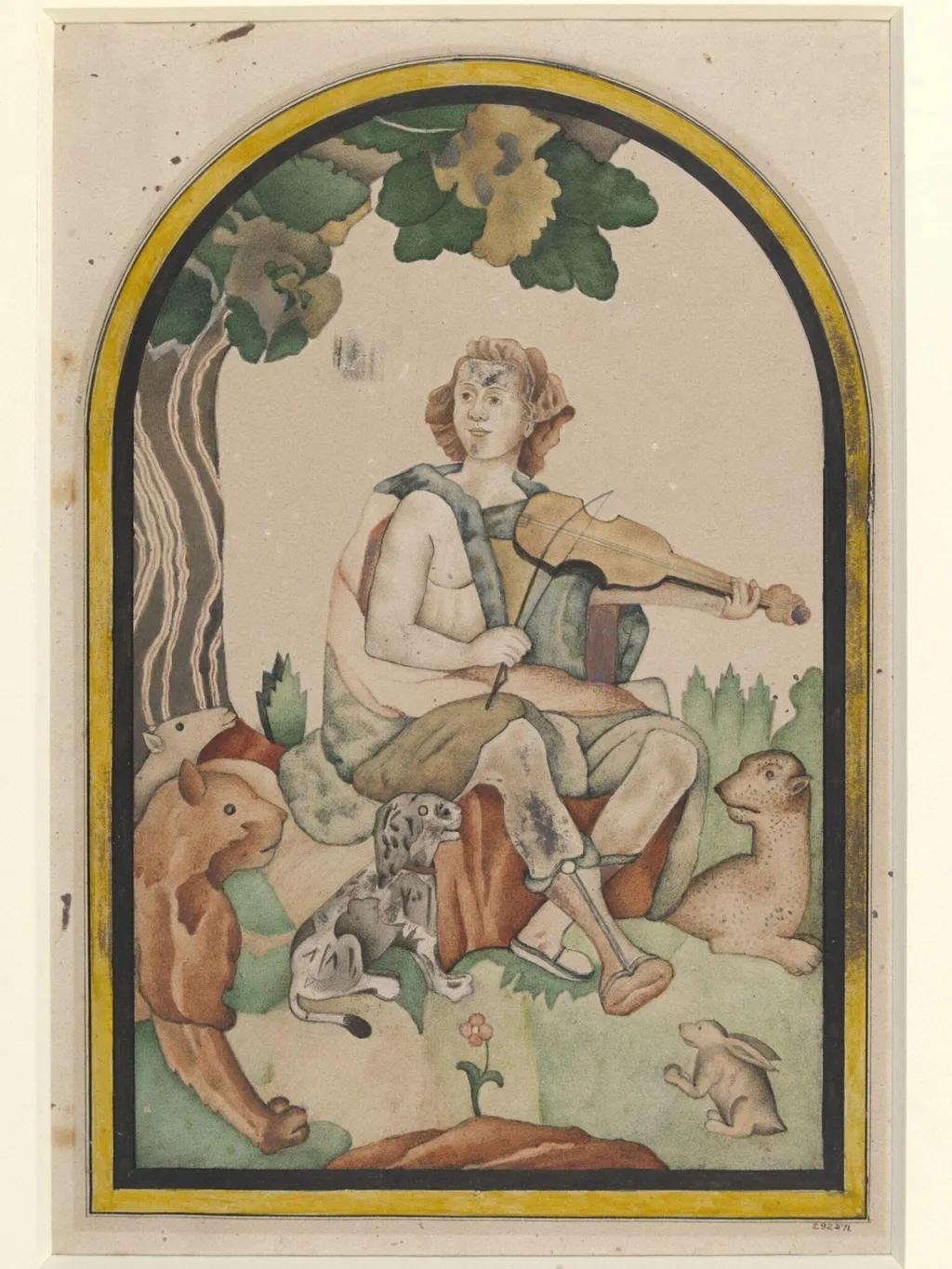 Orpheus panel from the Diwan-i Am, Delhi Fort, by Unknown, paint, 1845