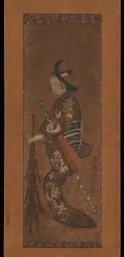 菖蒲の葉を持つ「野郎」図大津絵|Ōtsu-e of a Youth Holding Irises (Yarō), by Unknown