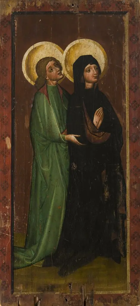 Our Lady of Sorrows and St John the Evangelist from the scene of the Crucifixion. The wing of the altar retable [?] from Chełmiec, by Unknown