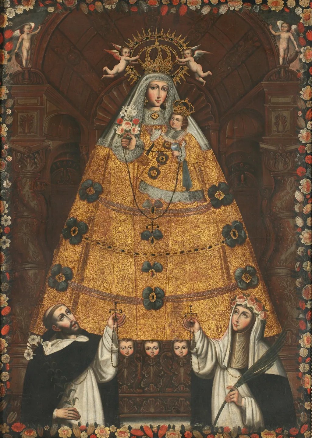 Our Lady of the Rosary with Saint Dominic and Saint Rose, by Unknown, oil, 1750