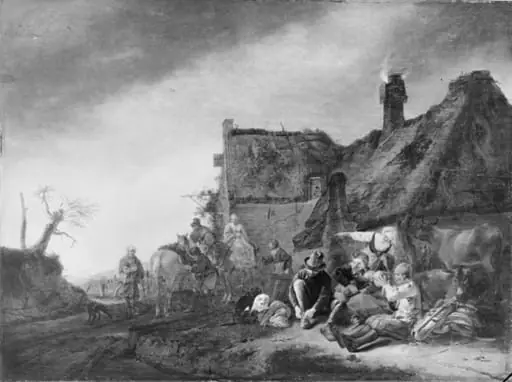 Outside an Inn, by Unknown