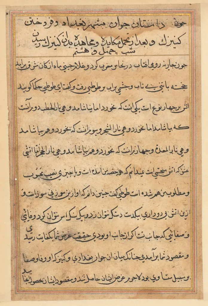 Page from Tales of a Parrot (Tuti-nama): text page, by Unknown