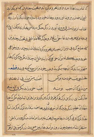 Page from Tales of a Parrot (Tuti-nama): text page, by Unknown, 1560