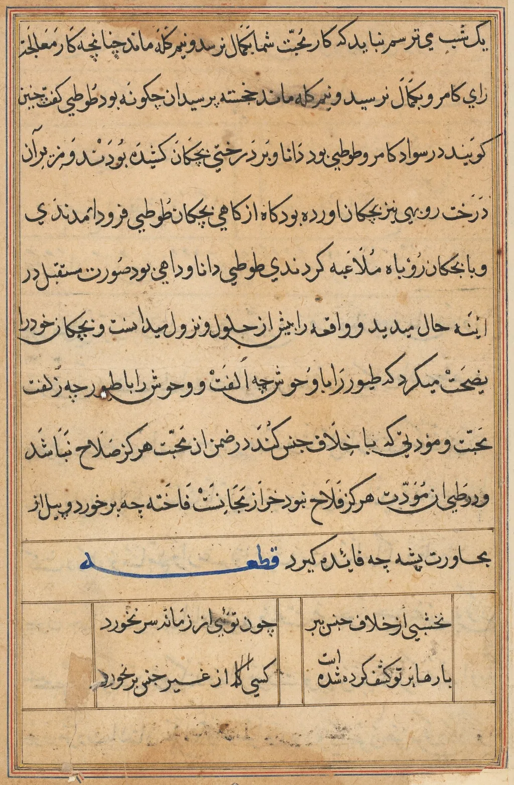 Page from Tales of a Parrot (Tuti-nama): text page, by Unknown, unspecified, 1560