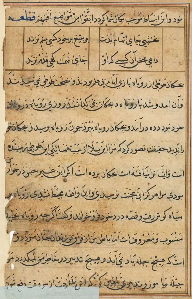 Page from Tales of a Parrot (Tuti-nama): text page, by Unknown